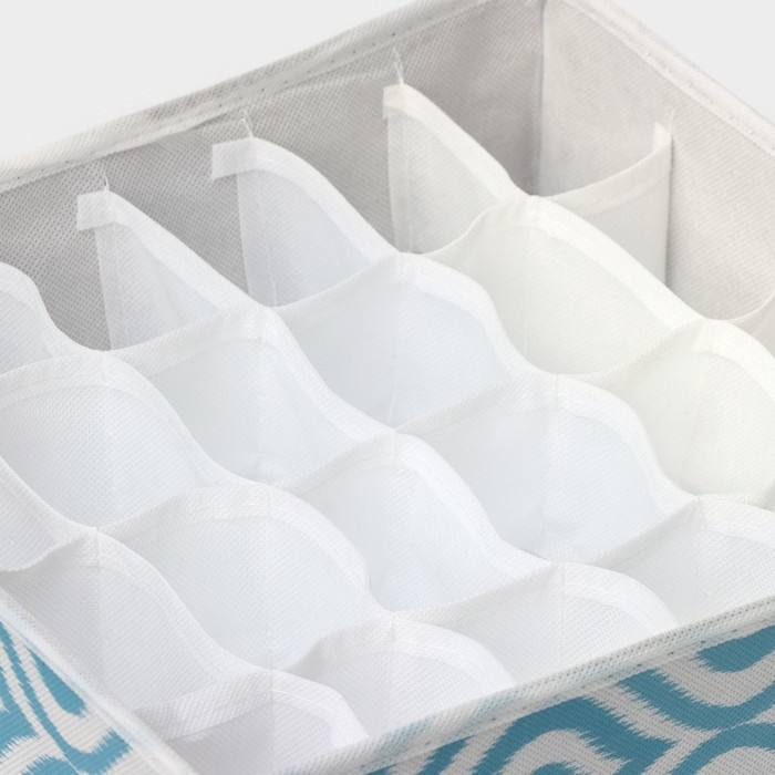 Органайзер для хранения белья Доляна «Лагуна», 24 ячейки, 30×30×10 см, цвет бирюзовый Органайзер для хранения белья Доляна «Лагуна», 24 ячейки, 30×30×10 см, цвет бирюзовый