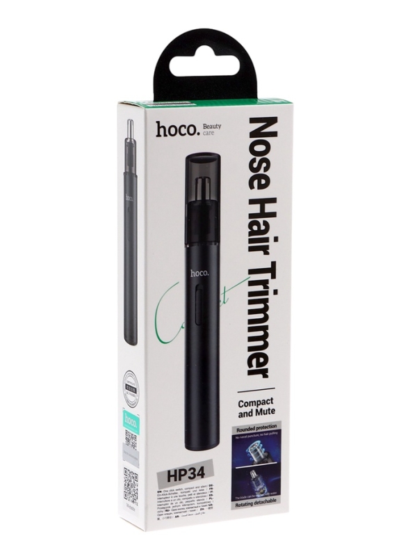 Тример для носа/ушей Hoco HP34, зарядное устройство, щетка для чистки, чехол, черный Тример для носа/ушей Hoco HP34, зарядное устройство, щетка для чистки, чехол, черный