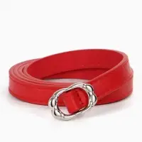 Ремень женский, узкий, 1.4&times;105 см, металлическая пряжка, красный