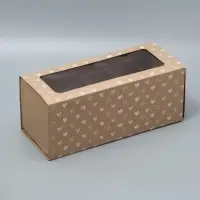 Коробка подарочная складная с пластиковым окном, упаковка, &laquo;Сердечки&raquo;, 14&times;35&times;14 см