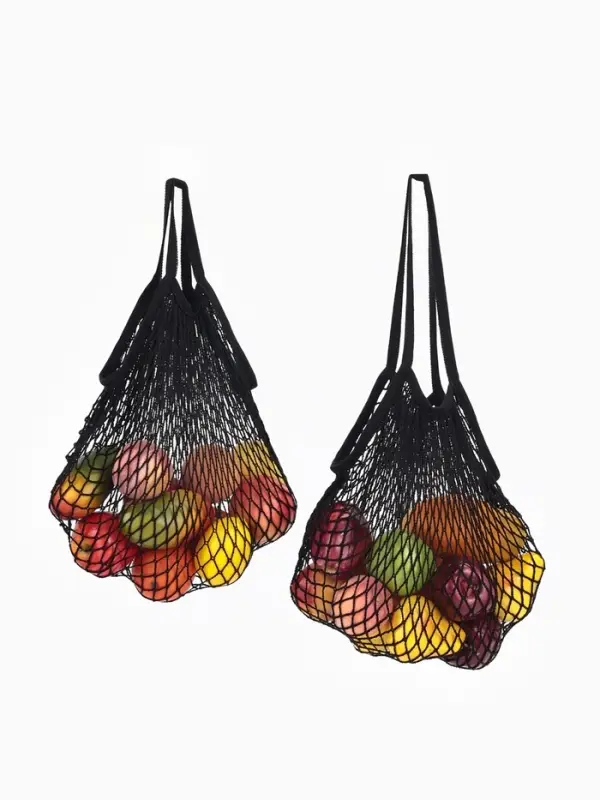 Набор 2 шт.: сумка-авоська плетёная, клетка 1.5 см, чёрная