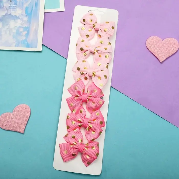 Зажим для волос "Бантик" горошек, 4 см