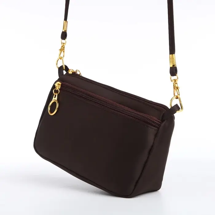 Сумка женская кросс-боди на молнии, 18×6.5×12 см, коричневая Сумка женская кросс-боди на молнии, 18×6.5×12 см, коричневая