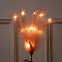 Ветка светодиодная пыльная роза, 56 см, 15 LED, от батареек AAх2, свечение тёплое белое
