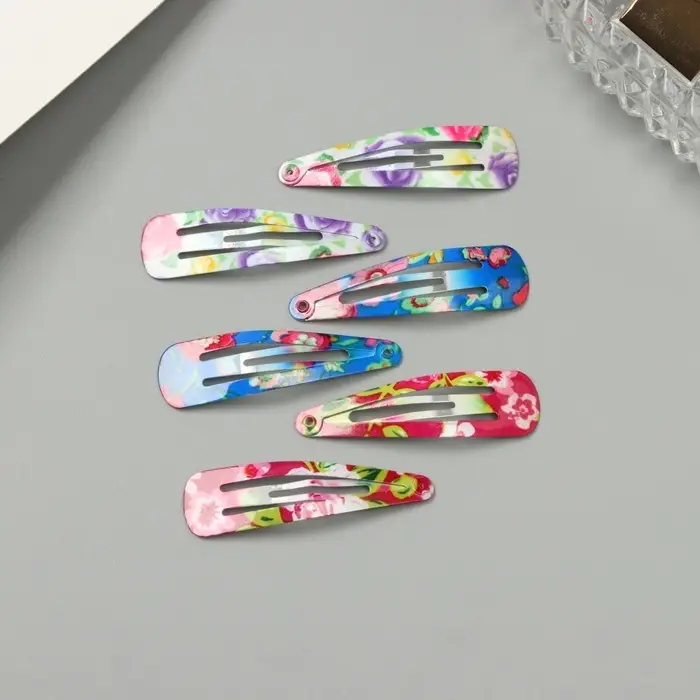 Невидимка для волос  Невидимка для волос "Селена" (набор 6 шт) цветочное ассорти, 4,5 см