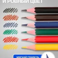 Карандаши Calligrata, цветные, 6 цветов, эконом, шестигранные, пластиковые