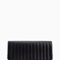 Сумка-клатч женская на магните, на серебристой цепочке, чёрная