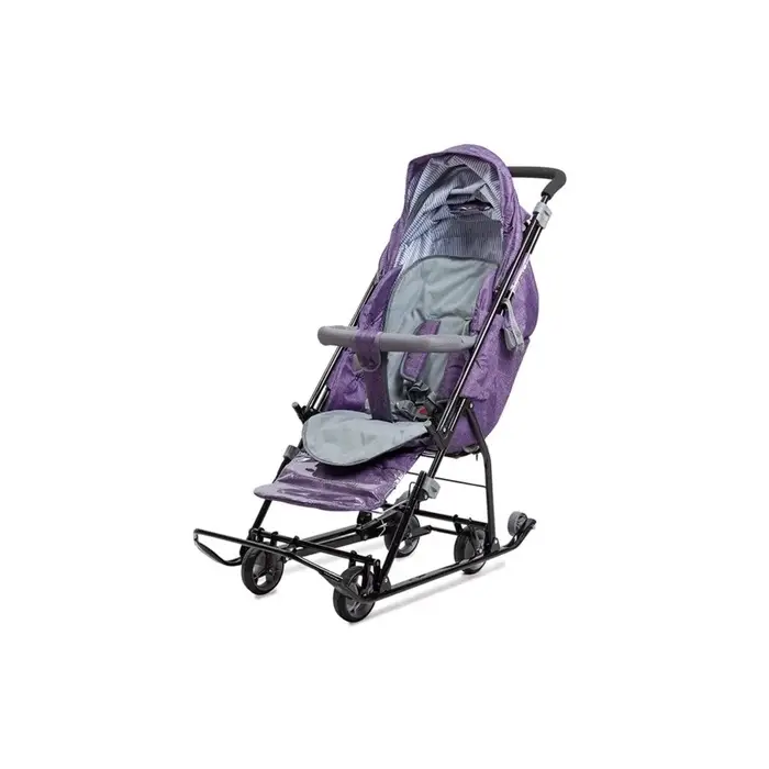 Санки - коляска «Наши детки 6», чехол для ног, муфта, сумка, баклажановый с полосками Санки - коляска «Наши детки 6», чехол для ног, муфта, сумка, баклажановый с полосками