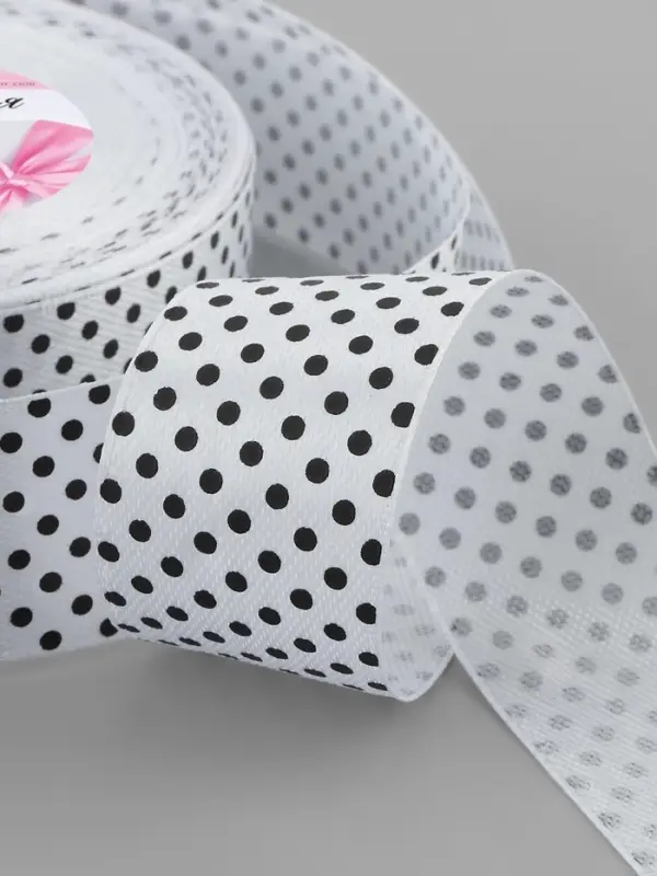 Лента атласная &laquo;Горошек&raquo;, 25 мм, 23&plusmn;1 м, белая №001