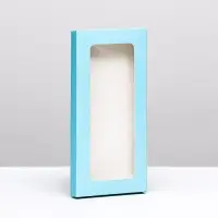 Подарочная коробка под плитку шоколада, с окном голубой, 17×8×1.4 см