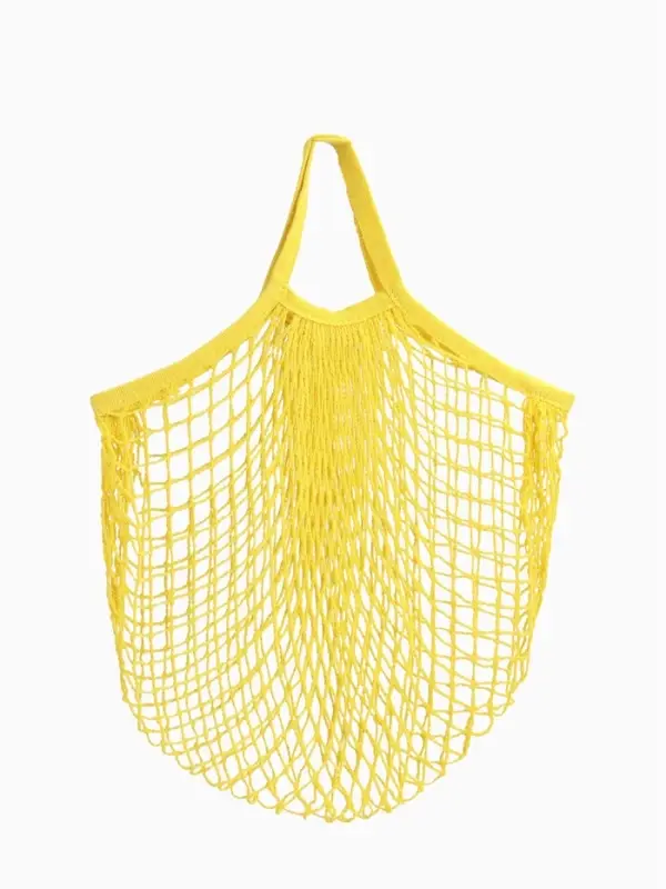 Сумка - авоська плетёная, ручка 12 см, клетка 1.5 см, жёлтая