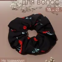 Резинка для волос QF &laquo;Орбита гранд&raquo; вишенки, 15 см, чёрная