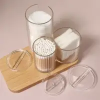 Органайзер для ватных палочек и дисков, с крышкой, 3 секции, 14&times;14&times;13 см, прозрачный