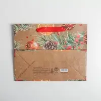Пакет подарочный новогодний крафтовый &laquo;Новогодние шарики&raquo;, MS 23&times;18&times;10 см