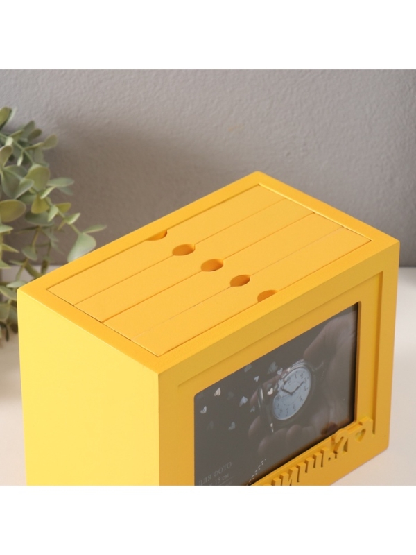 Фотоархив на 96 фото 10х15 см + рамка 10х15 см "Помнишь?" жёлтый 20х15х12 см