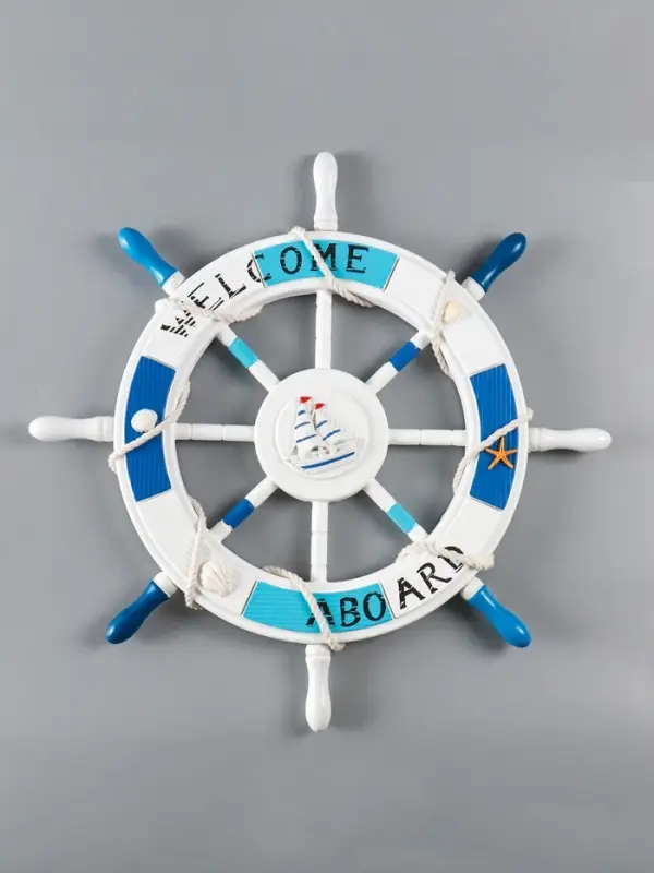 Декор настенный, панно &laquo;Штурвал. Welcome aboard с корабликом&raquo;, 62&times;62&times;3.5 см
