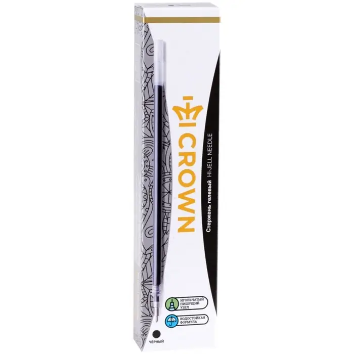 Стержень гелевый 0,7 мм, Crown  Стержень гелевый 0,7 мм, Crown "Hi-Jell Needle" черный, 138мм, игольчатый