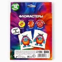 Фломастеры 12 цветов в коробке Букибяки