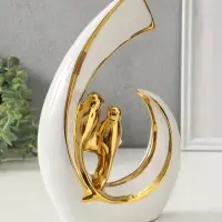 Фигура керамика &laquo;Две птички. Абстракция&raquo;, белый с золотом, 8&times;20&times;29 см