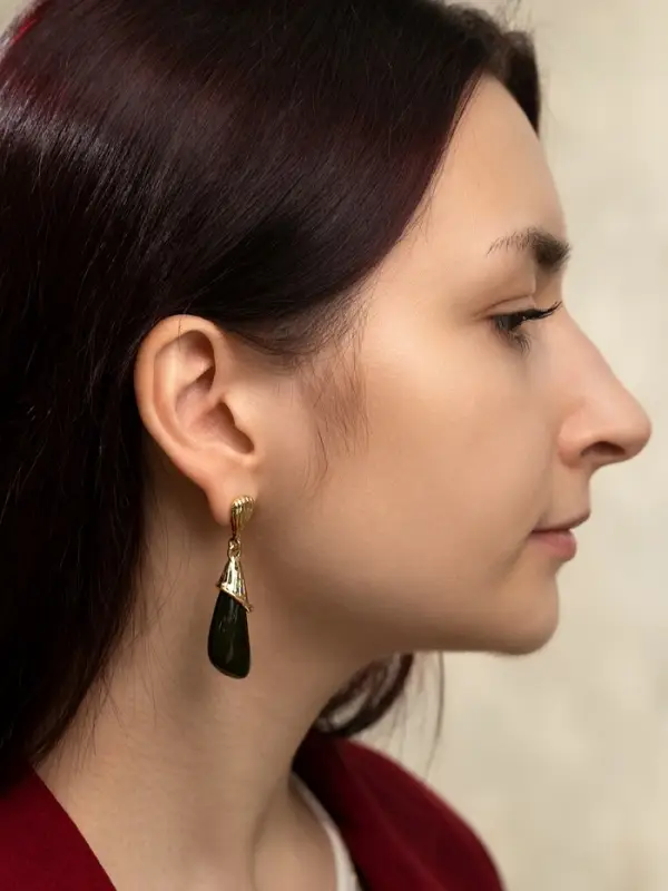 Серьги акрил &laquo;Капля каллы&raquo;, зелёные в золоте