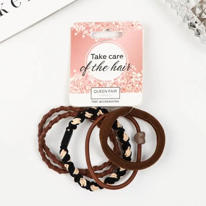 Резинка для волос "Жанет" (набор 5 шт) плетение крестик, 5 см