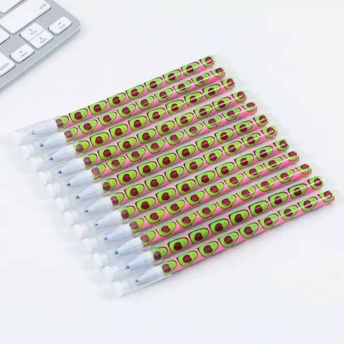 Ручка пиши-стирай, синяя паста, гелевая, 0.5 мм с колпачком «Авокадо»