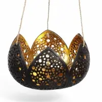 Подсвечник подвесной из кокоса &laquo;Бутон&raquo;, 14&times;14&times;10 см, чёрно-золотой