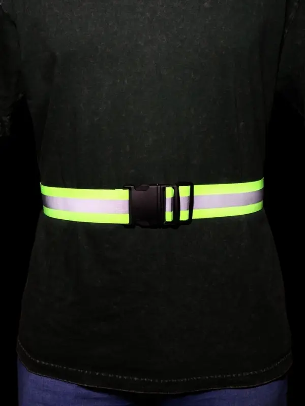 Пояс светоотражающий, эластичный, с фастексом, 57 - 101 см &times; 4.5 см, зелёный