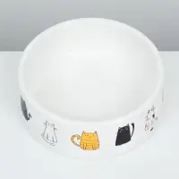Миска &laquo;Котяры&raquo; 300 мл 12.5&times;4.5 см, керамика, белая