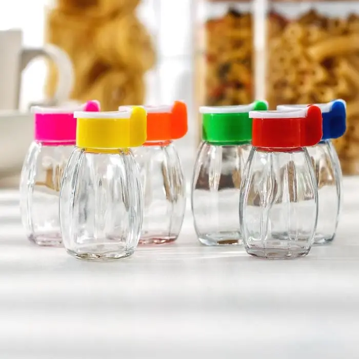 Солонка стеклянная «Яркая», 30 мл, 3,5×7 см, цвет МИКС Солонка стеклянная «Яркая», 30 мл, 3,5×7 см, цвет МИКС