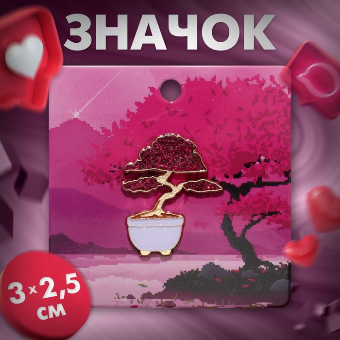 Значок «Япония» сакура, цветной в золоте Значок «Япония» сакура, цветной в золоте