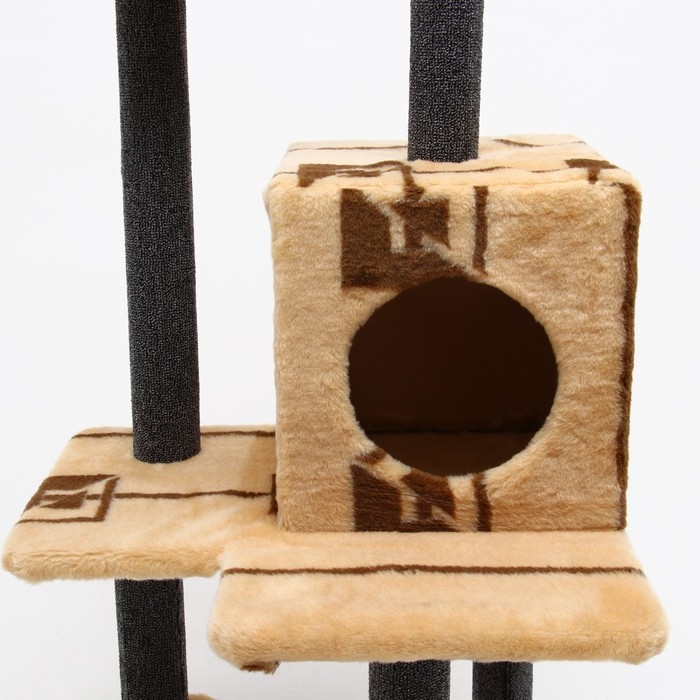 Комплекс для кошек с когтеточкой  Комплекс для кошек с когтеточкой "Лестница", 56 х 52 х 140 см, ковролин, микс цветов