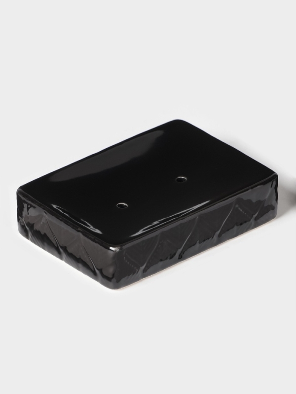 Набор для ванной «Лепесток», 3 предмета, дозатор для мыла, стакан, мыльница, чёрный Набор для ванной «Лепесток», 3 предмета, дозатор для мыла, стакан, мыльница, чёрный