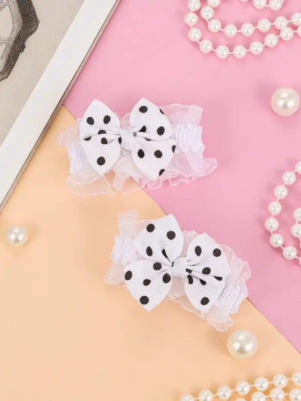 Резинки для волос Выбражулька &laquo;Рюши&raquo;, набор 2 шт., горох, чёрно-белые