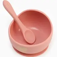 Тарелка детская на присоске и ложка, розовый, Mum&Baby Тарелка детская на присоске и ложка, розовый, Mum&Baby