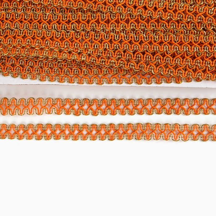 Тесьма оранжевая с золотом, 1,5 см, по 50 м Тесьма оранжевая с золотом, 1,5 см, по 50 м