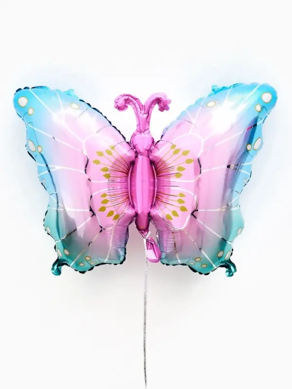 Воздушный шар фольгированный 32" &laquo;Бабочка&raquo; цвет голубой металлик