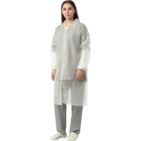 Халат н/с процед, рук.рез, на липч, XL, дл.110см, пл 25, белый, 10шт/уп