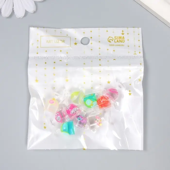 Декор для творчества пластик "Лимонад в бокале" МИКС 2х1,5х1,1 см