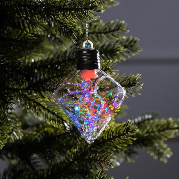 Ёлочный шар «Морозный кристалл», батарейки, 1 LED, свечение тёплое белое Ёлочный шар «Морозный кристалл», батарейки, 1 LED, свечение тёплое белое