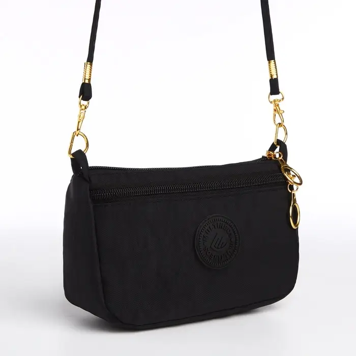 Сумка женская кросс-боди на молнии, 18&times;6.5&times;12 см, однотонная, чёрная