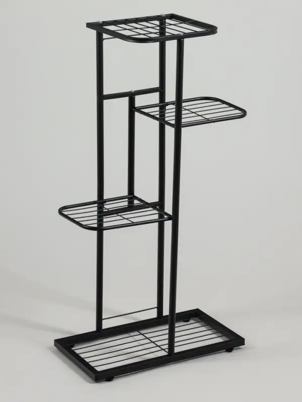 Подставка для цветов Greengo, 4 полки, 43&times;22&times;82 см, напольная, металл, чёрная