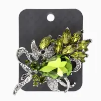 Брошь "Императрица" букет, цвет светло-зелёный в серебре