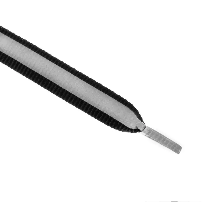 Шнурки для обуви, пара, плоские, со светоотражающей полосой, 10 мм, 110 см, чёрные