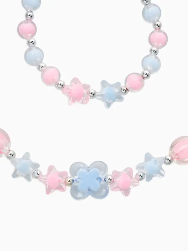 Набор детских украшений &laquo;Выбражулька. Кристалл&raquo;, 2 предмета: бусы 35 см, браслет, d=6 см, розовый, голубой