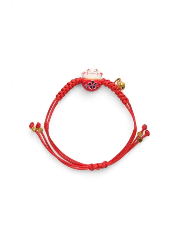 Браслет на нити &laquo;Котик нэко&raquo;, d=6 см, красный в золоте