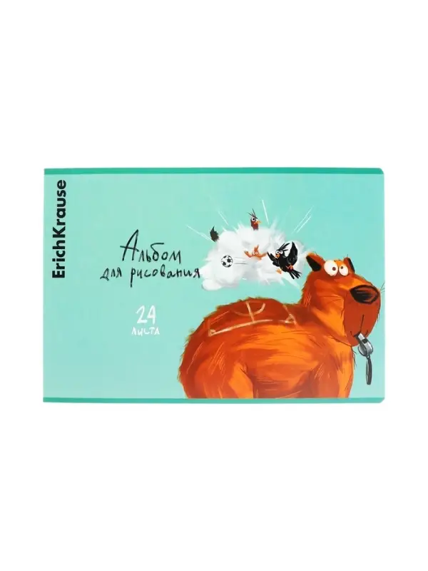 Альбом для рисования А4, 24 листа, на скобе ErichKrause Happy Capy, МИКС