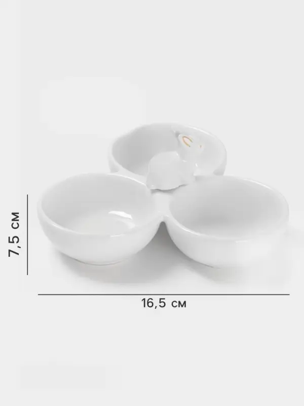 Менажница 3 ячейки Доляна &laquo;Зайка в золотом&raquo;, 16.5&times;7.5 см, доломит, белая