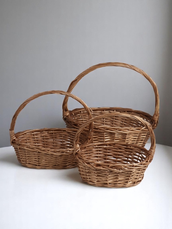 Набор корзин овальные 3 шт, L: 39х29 см, высота 13 см, высота с ручкой 36 см.M: 33*24*11H*33HHS: Набор корзин овальные 3 шт, L: 39х29 см, высота 13 см, высота с ручкой 36 см.M: 33*24*11H*33HHS: