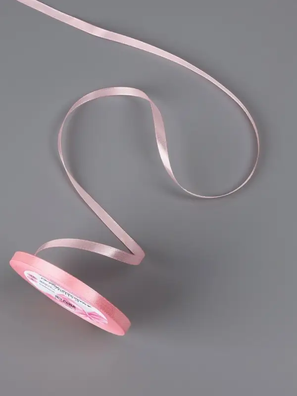 Лента атласная, 6 мм, 23&plusmn;1 м, розовая №04